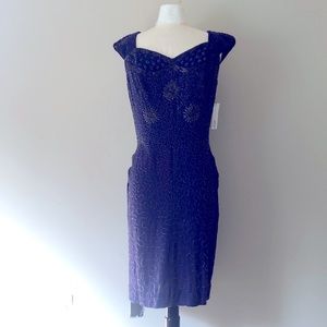 Vintage 1940s Deep Purple Wiggle Dress